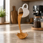 Floating Cup Decor | Frozen Mid-Pour Illusion | Wall-Mount & Freestanding