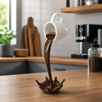 Floating Cup Decor | Frozen Mid-Pour Illusion | Wall-Mount & Freestanding