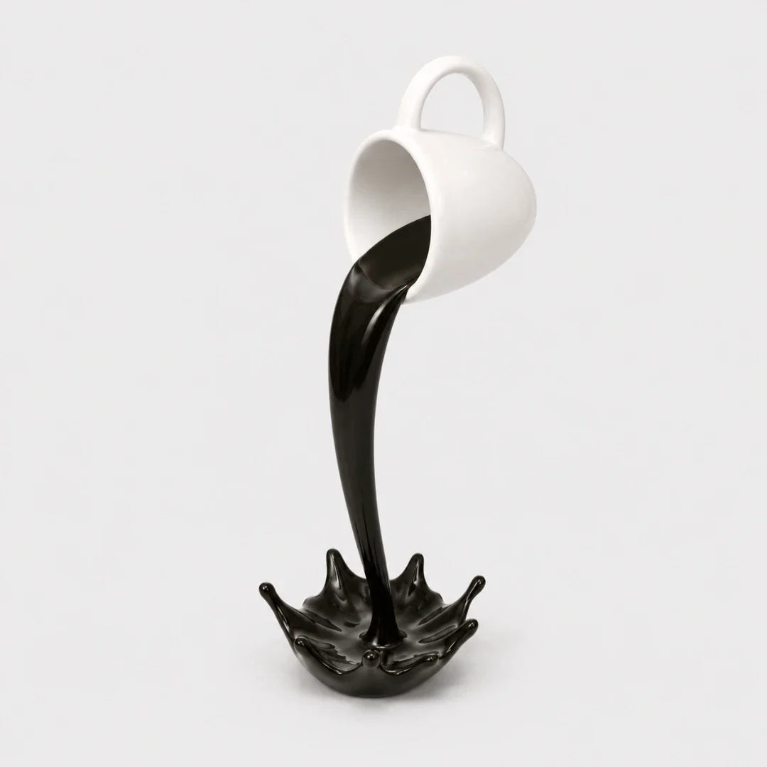 Floating Cup Decor | Frozen Mid-Pour Illusion | Wall-Mount & Freestanding
