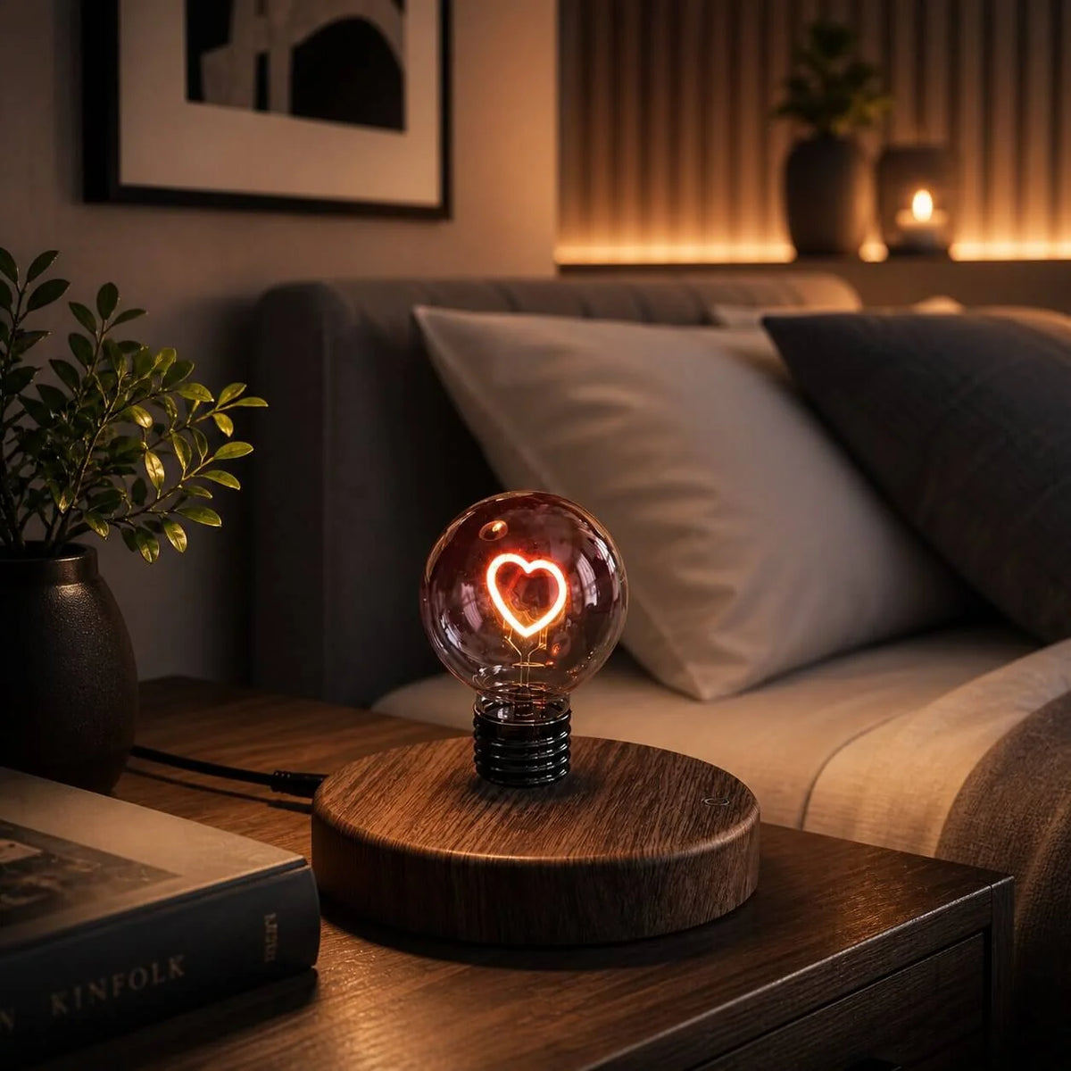 Floating Heart Lamp | Magnetic Levitation & Rainbow Mood Light