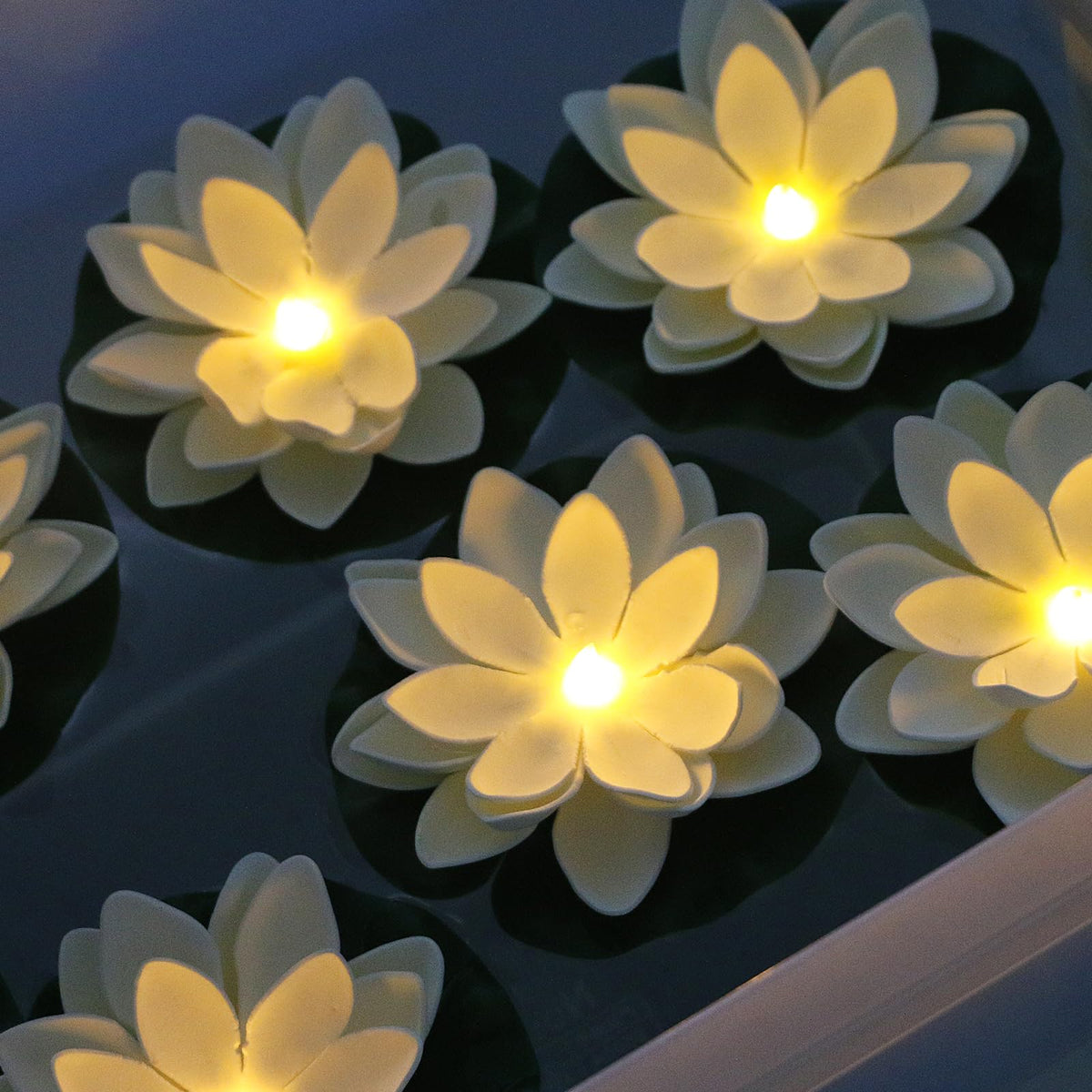 Floating Lotus Candles | Water-Activated Warm White | Set of 12