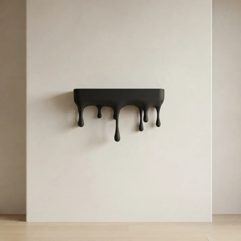 Floating Shelf | Matte Black Melting Drip Design | Concealed Mounting