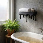Floating Shelf | Matte Black Melting Drip Design | Concealed Mounting