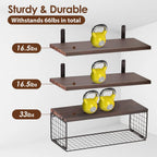 Floating Shelves | Wall-Mounted With Storage Basket | 4-Piece Set