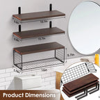 Floating Shelves | Wall-Mounted With Storage Basket | 4-Piece Set