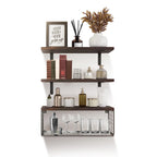 Floating Shelves | Wall-Mounted With Storage Basket | 4-Piece Set