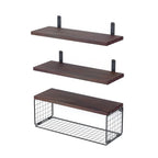Floating Shelves | Wall-Mounted With Storage Basket | 4-Piece Set