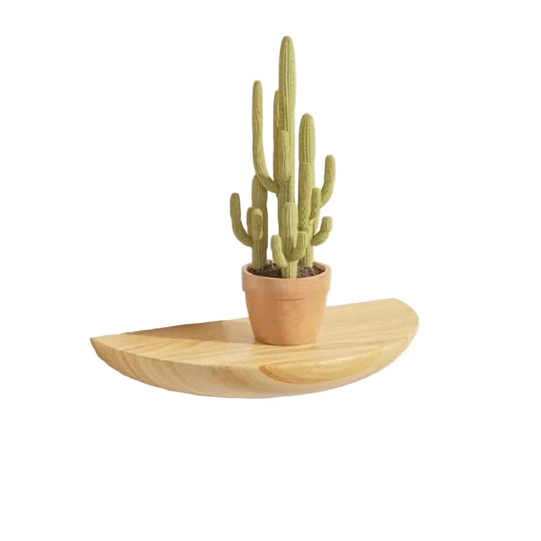 Floating Wall Shelf | Half-Round Natural Wood | With Mounting Hardware