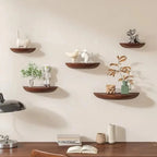 Floating Wall Shelf | Half-Round Natural Wood | With Mounting Hardware