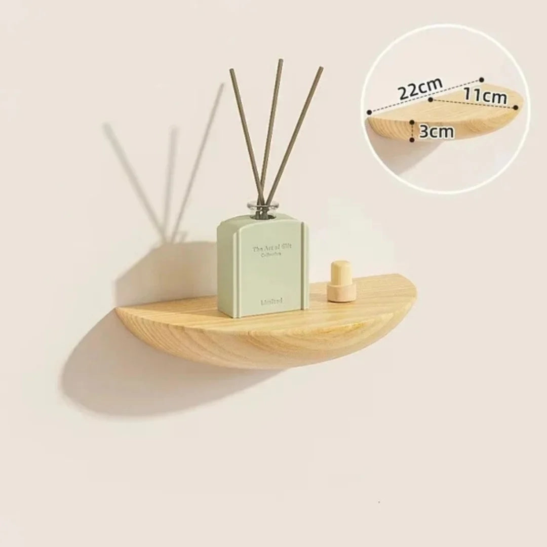 Floating Wall Shelf | Half-Round Natural Wood | With Mounting Hardware
