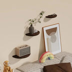Floating Wall Shelf | Half-Round Natural Wood | With Mounting Hardware