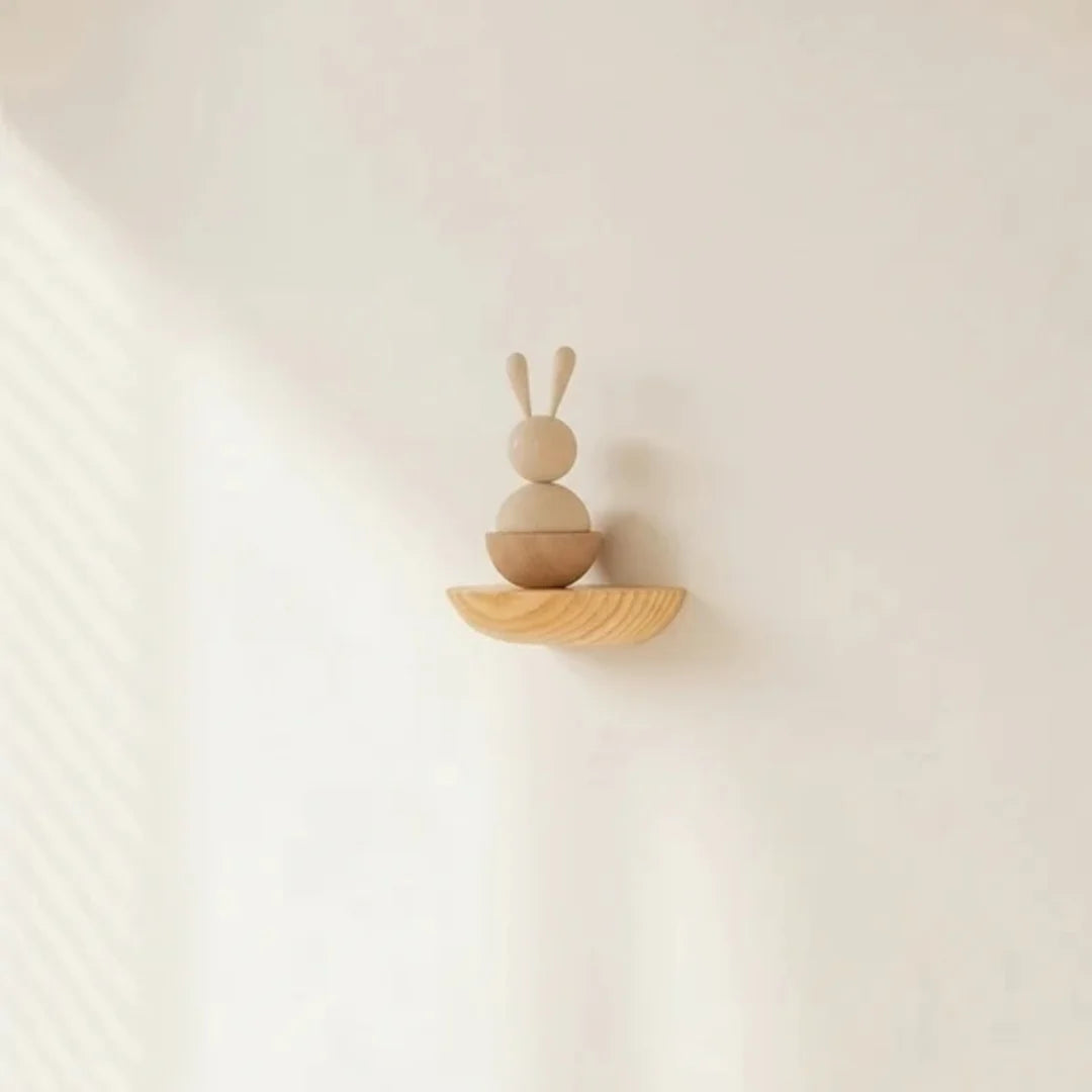 Floating Wall Shelf | Half-Round Natural Wood | With Mounting Hardware