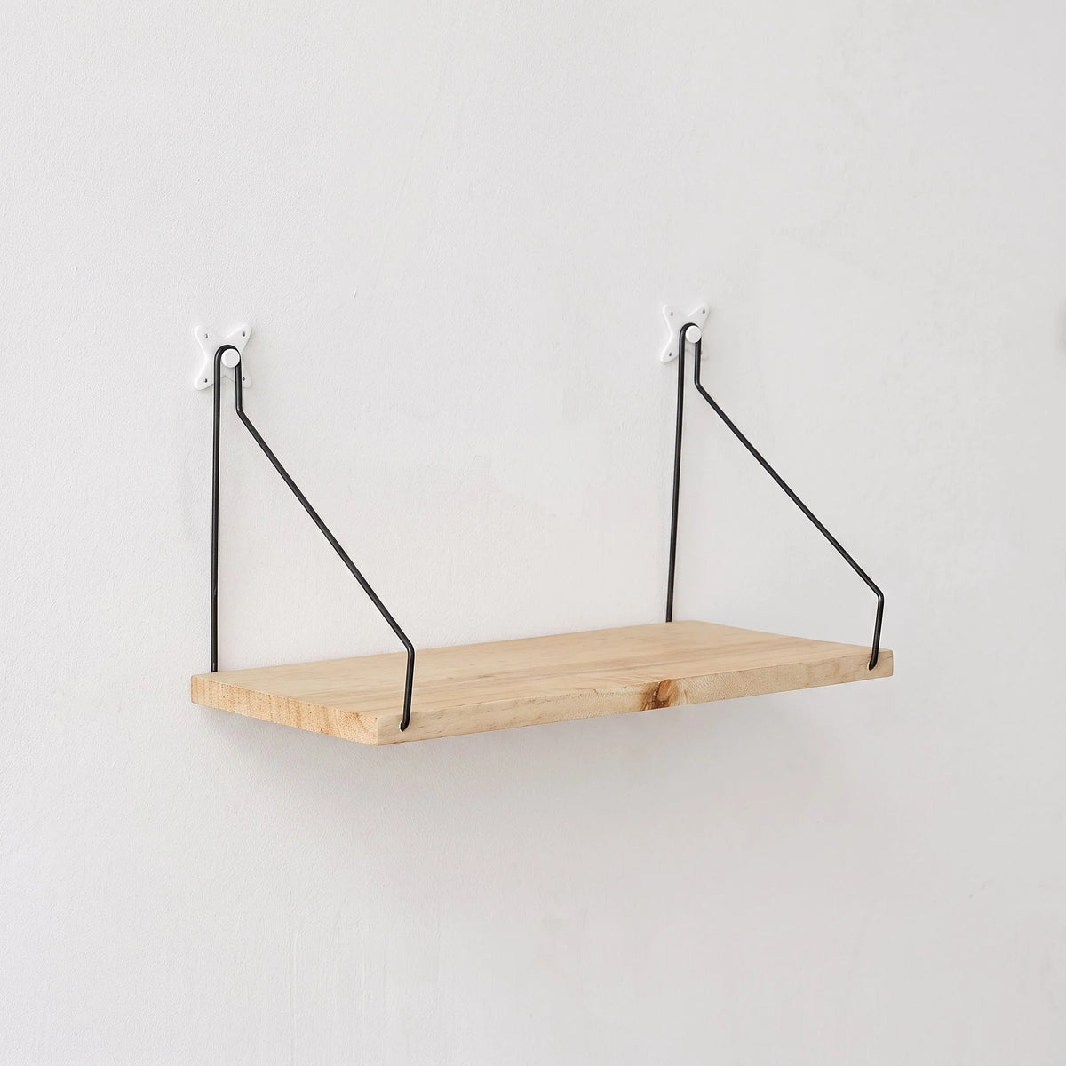 Floating Wall Shelf | Natural Wood & Angled Metal Bracket