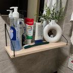 Floating Wall Shelf | Natural Wood & Angled Metal Bracket