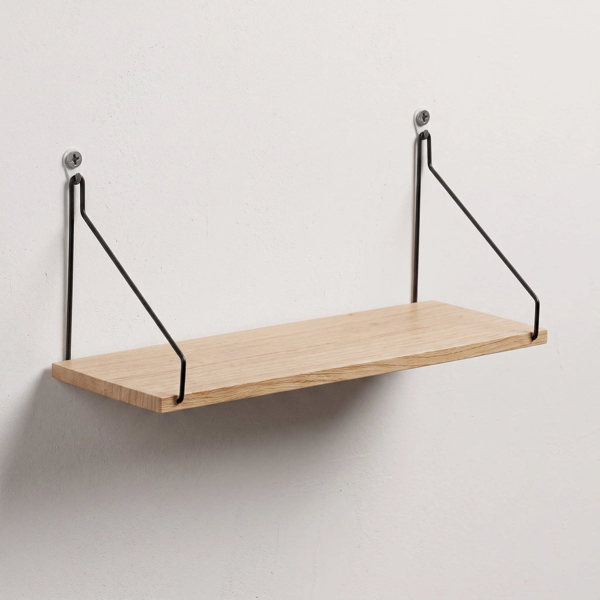 Floating Wall Shelf | Natural Wood & Angled Metal Bracket