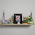 Floating Wall Shelf | Natural Wood & Angled Metal Bracket