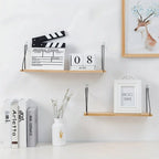 Floating Wall Shelf | Natural Wood & Angled Metal Bracket