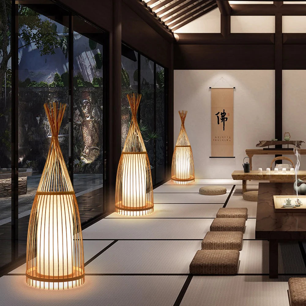 Floor Lamp | Bamboo Cylinder & Smart Enabled