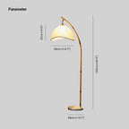Floor Lamp | Bamboo-Style Metal & Fabric Shade | Warm LED Included