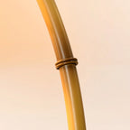 Floor Lamp | Bamboo-Style Metal & Fabric Shade | Warm LED Included