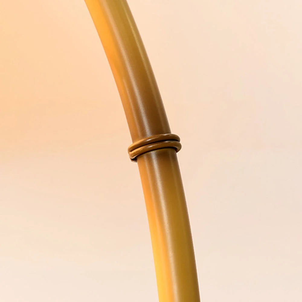 Floor Lamp | Bamboo-Style Metal & Fabric Shade | Warm LED Included