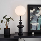 Floor Lamp | Bauhaus Sculptural & Matte-Black Glass Globe | 136 cm Height
