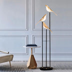 Floor Lamp | Bird-Inspired 3-Head Integrated LED & Gold Accents