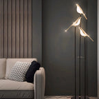 Floor Lamp | Bird-Inspired 3-Head Integrated LED & Gold Accents