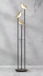 Floor Lamp | Bird-Inspired 3-Head Integrated LED & Gold Accents