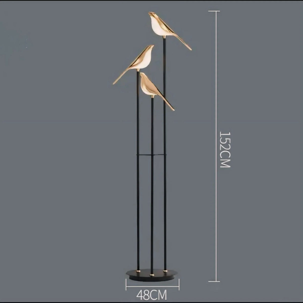 Floor Lamp | Bird-Inspired 3-Head Integrated LED & Gold Accents