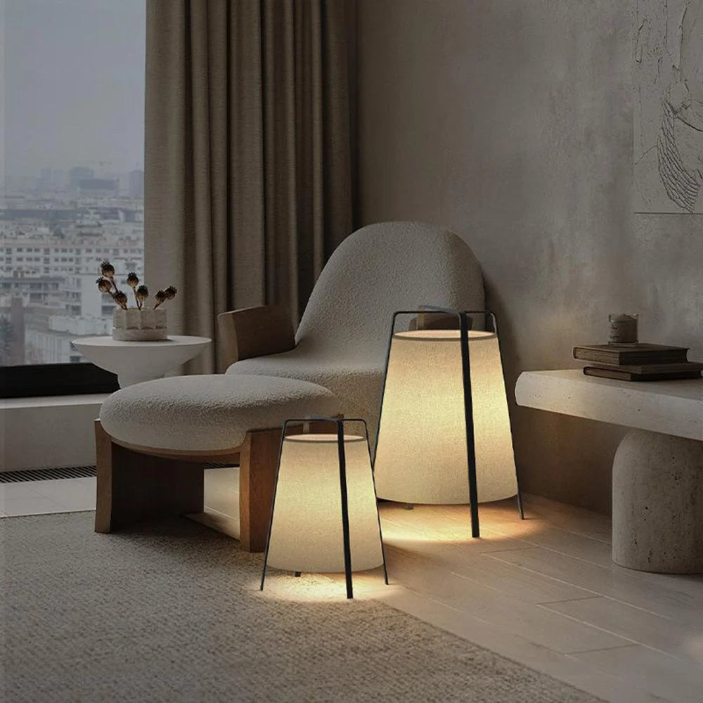 Floor Lamp | Compact Metal Frame & Fabric Shade | LED Included