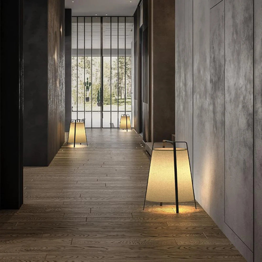 Floor Lamp | Compact Metal Frame & Fabric Shade | LED Included