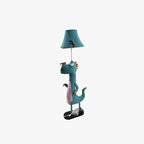 Floor Lamp | Dinosaur-Shaped Blue LED Metal & Fabric