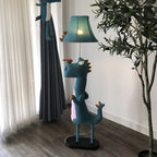 Floor Lamp | Dinosaur-Shaped Blue LED Metal & Fabric