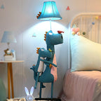Floor Lamp | Dinosaur-Shaped Blue LED Metal & Fabric