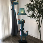 Floor Lamp | Dinosaur-Shaped Blue LED Metal & Fabric
