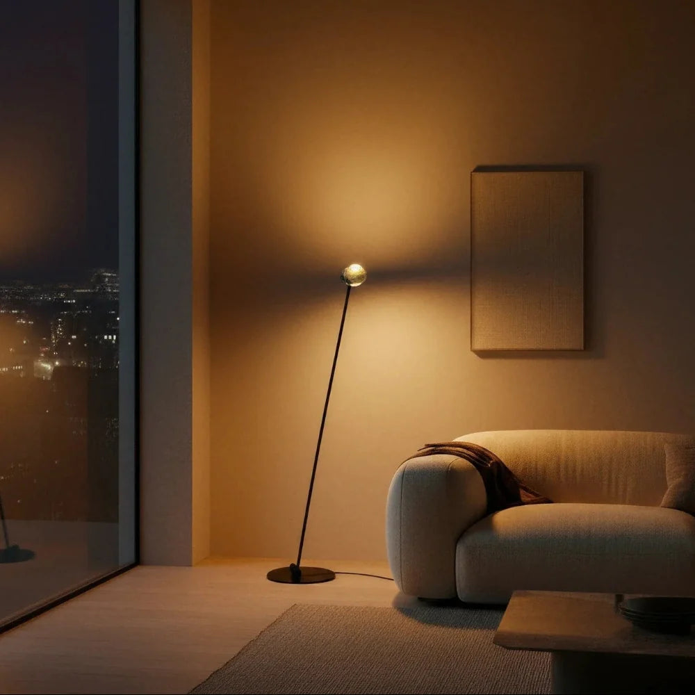 Floor Lamp | Dual-Head & Adjustable Arch | Black Chrome