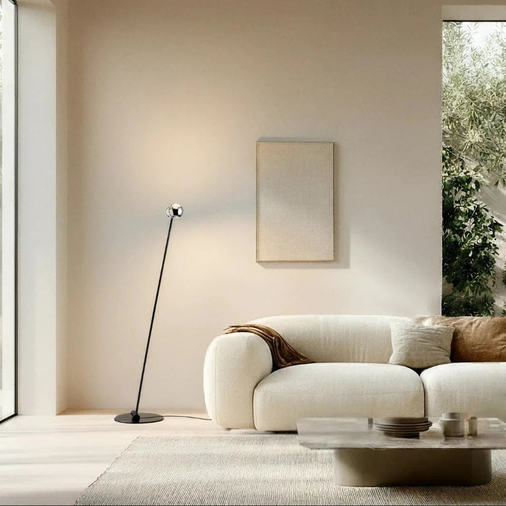 Floor Lamp | Dual-Head & Adjustable Arch | Black Chrome