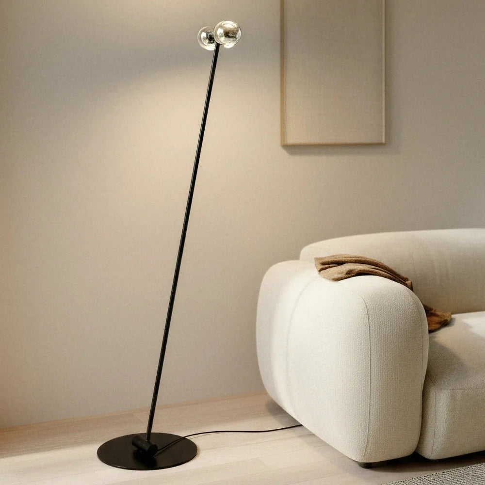Floor Lamp | Dual-Head & Adjustable Arch | Black Chrome