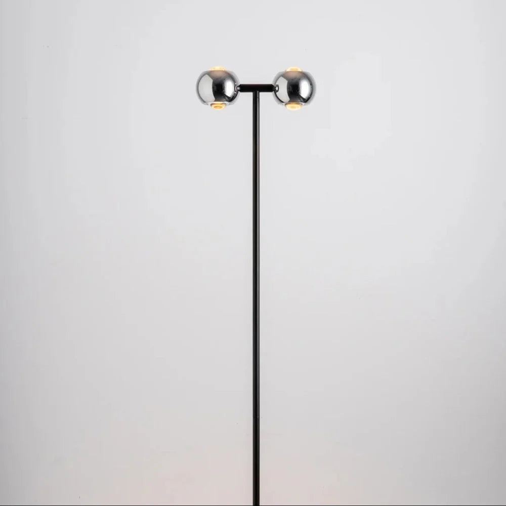 Floor Lamp | Dual-Head & Adjustable Arch | Black Chrome