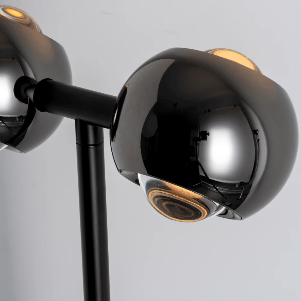 Floor Lamp | Dual-Head & Adjustable Arch | Black Chrome