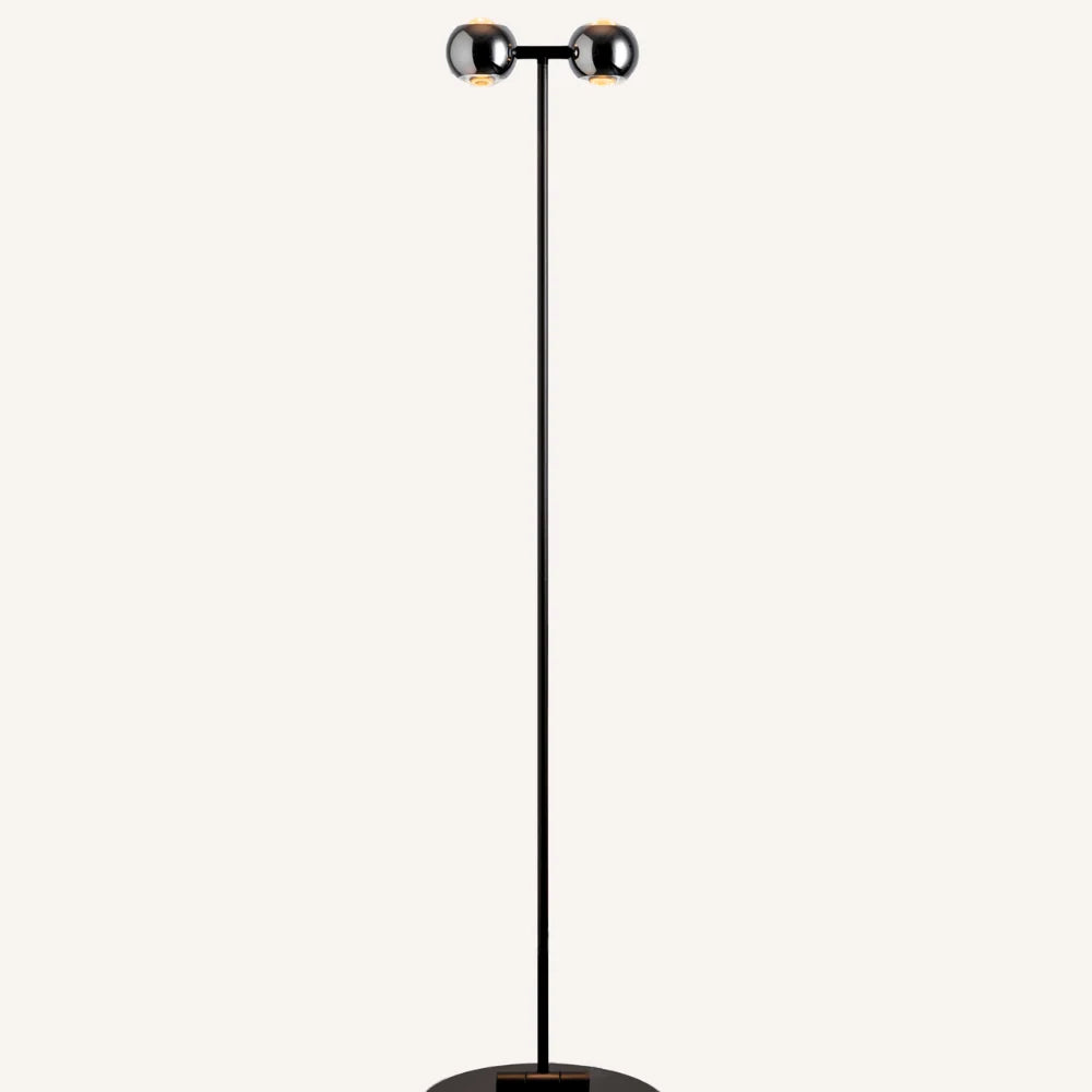 Floor Lamp | Dual-Head & Adjustable Arch | Black Chrome