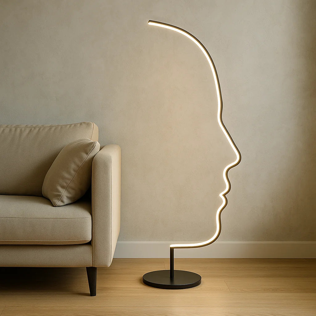 Floor Lamp | Minimalist Face-Outline Warm LED | 142 cm