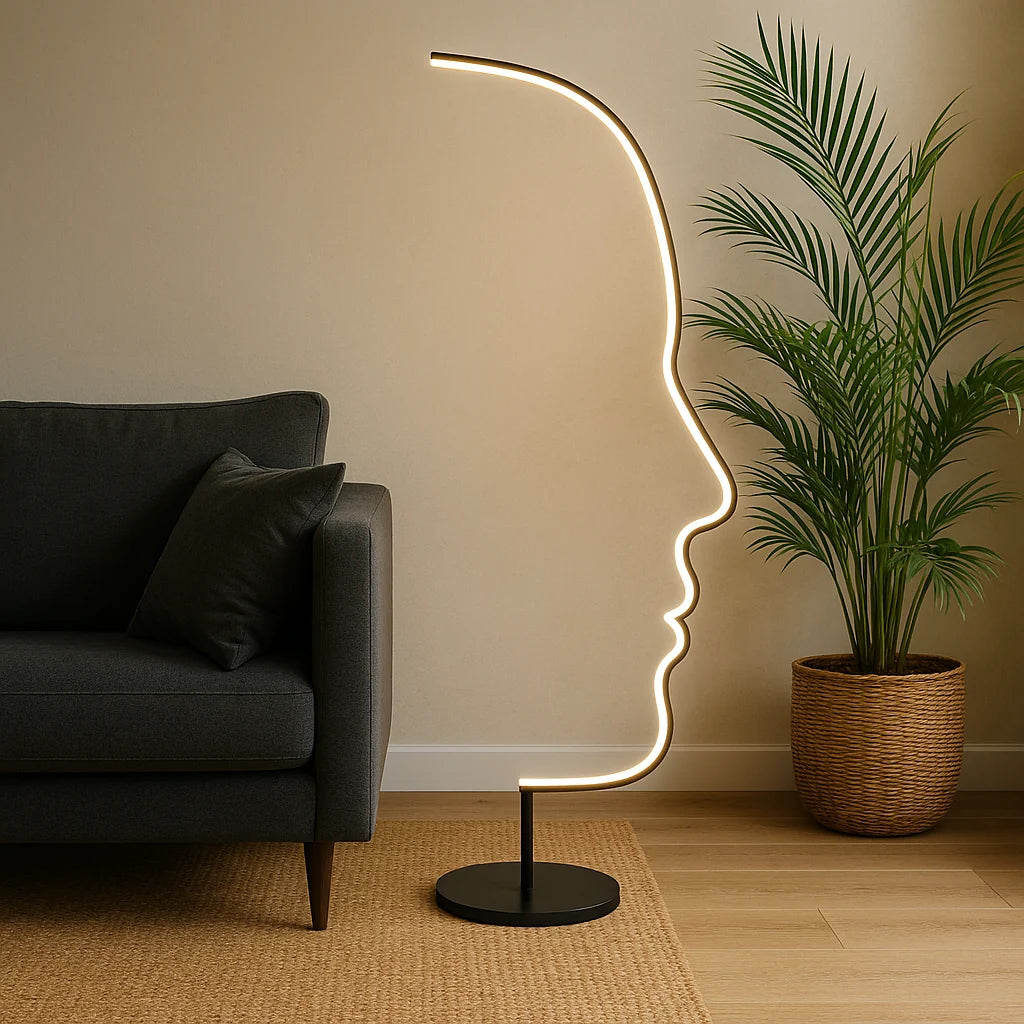 Floor Lamp | Minimalist Face-Outline Warm LED | 142 cm