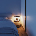 Floor Lamp | Natural Wood Table Shelf | 3-Color LED