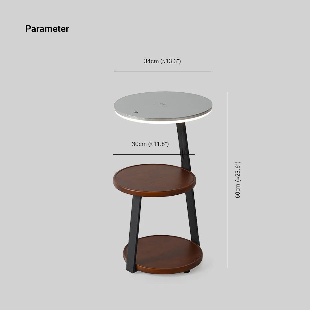 Floor Lamp | Natural Wood Table Shelf | 3-Color LED
