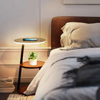 Floor Lamp | Natural Wood Table Shelf | 3-Color LED