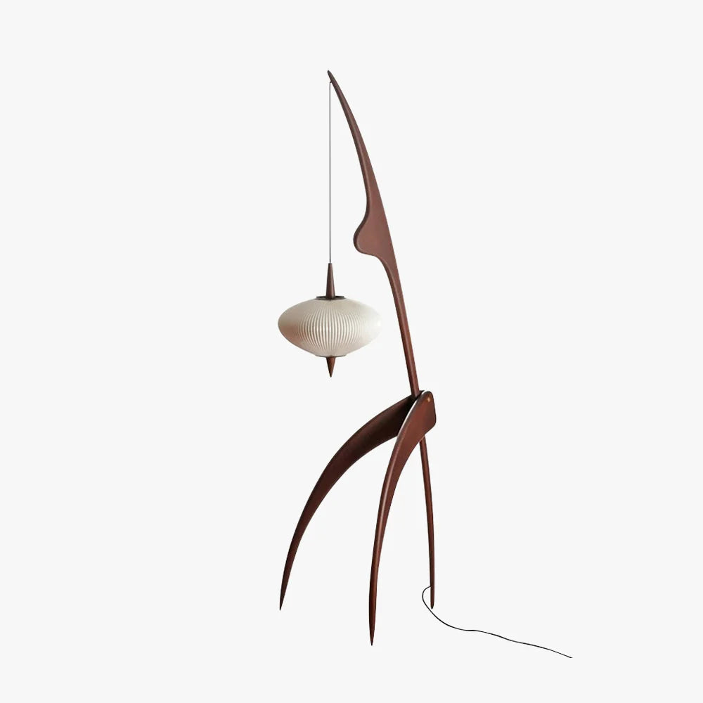 Floor Lamp | Oval Cloud Wood & Fabric | LED Bulb Included