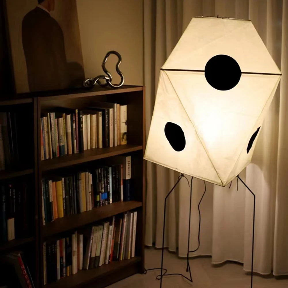 Floor Lamp | Paper Shade & Metal Base | LED Bulb Included