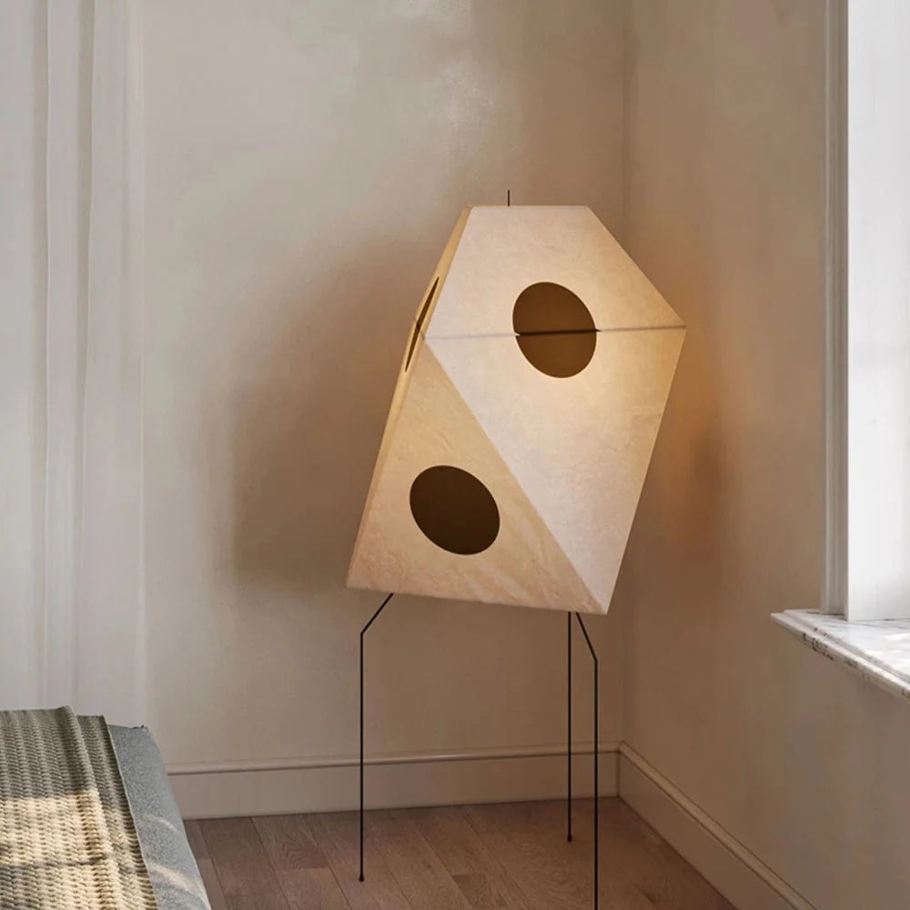 Floor Lamp | Paper Shade & Metal Base | LED Bulb Included